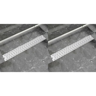 Vidaxl Drense de ducha 2 PC Línea rectangular 830x140 mm de acero inoxidable
