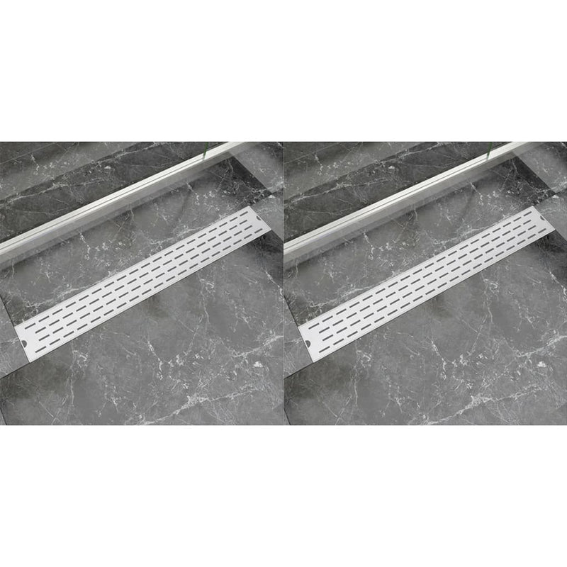 Vidaxl Drense de ducha 2 PC Línea rectangular 830x140 mm de acero inoxidable