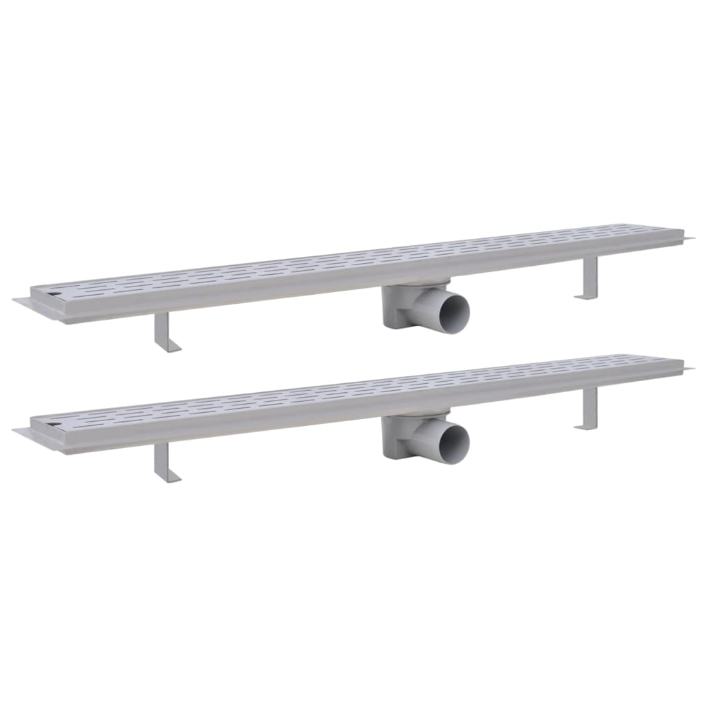 Vidaxl Drense de ducha 2 PC Línea rectangular 930x140 mm de acero inoxidable