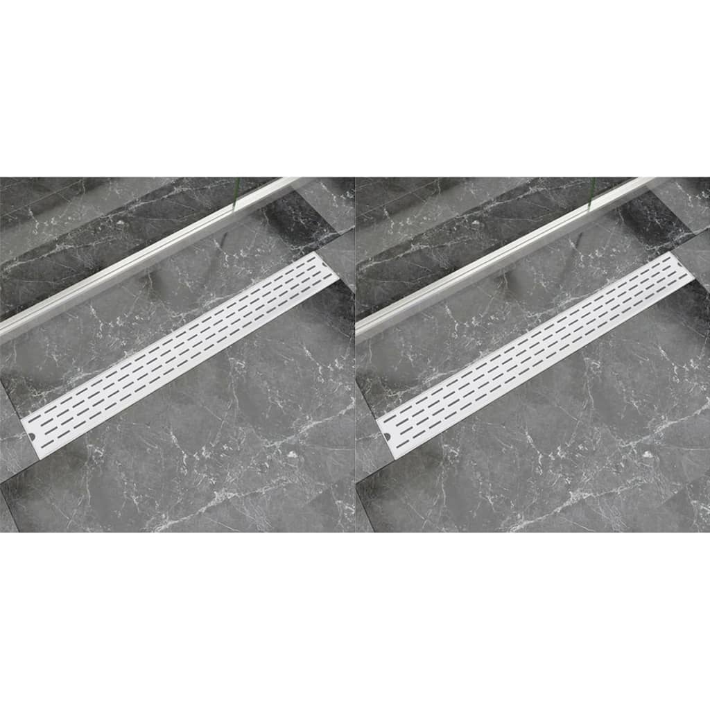 Vidaxl Drense de ducha 2 PC Línea rectangular 930x140 mm de acero inoxidable