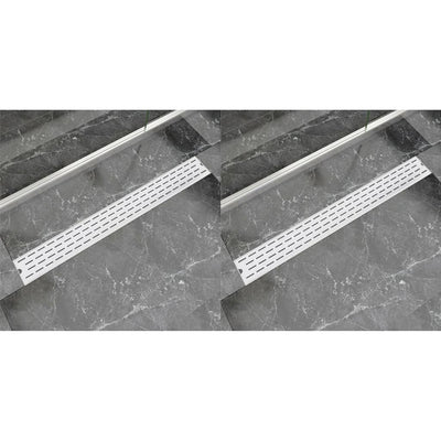Vidaxl Drense de ducha 2 PC Línea rectangular 930x140 mm de acero inoxidable