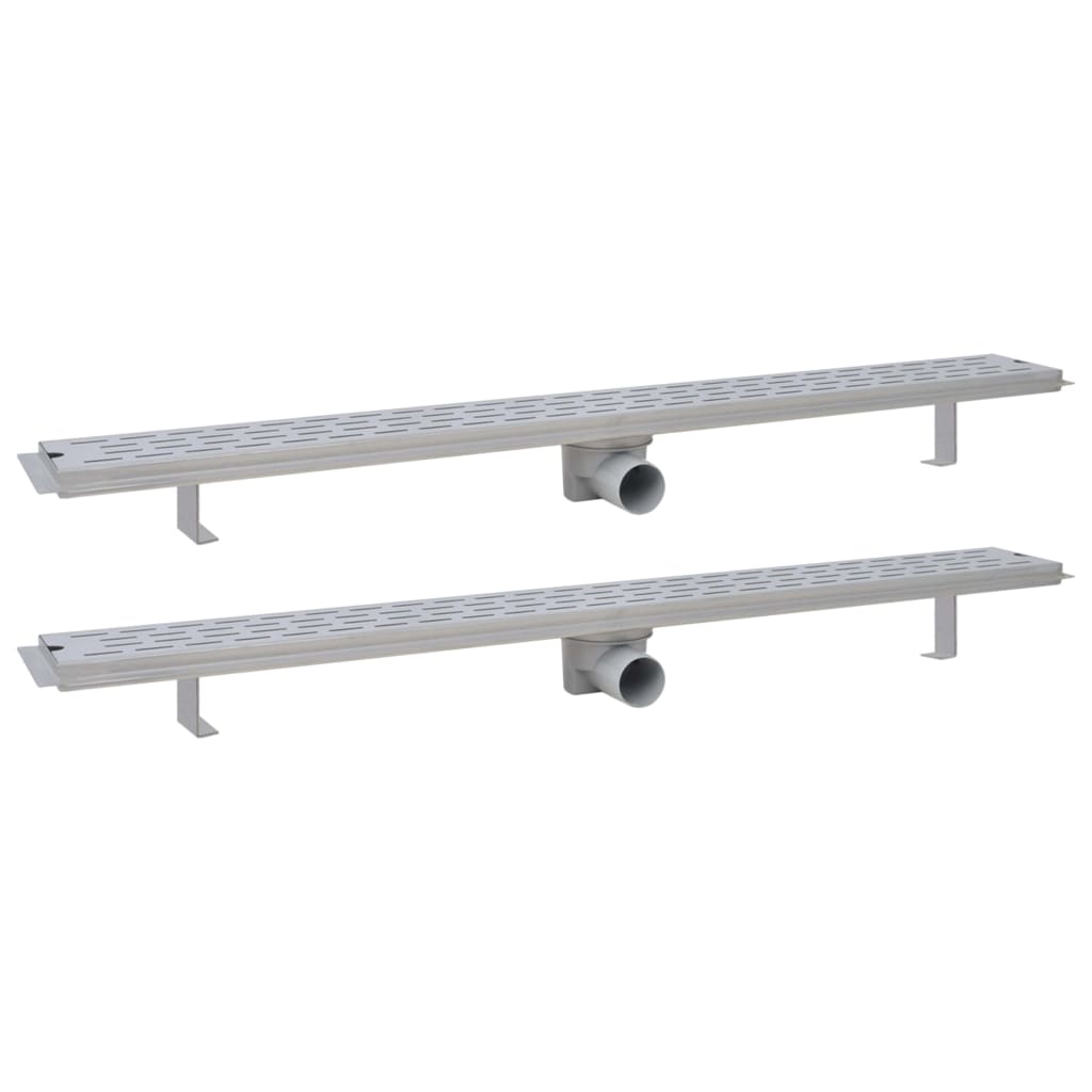 Vidaxl Drense de ducha 2 PC Línea rectangular 1030x140 mm de acero inoxidable