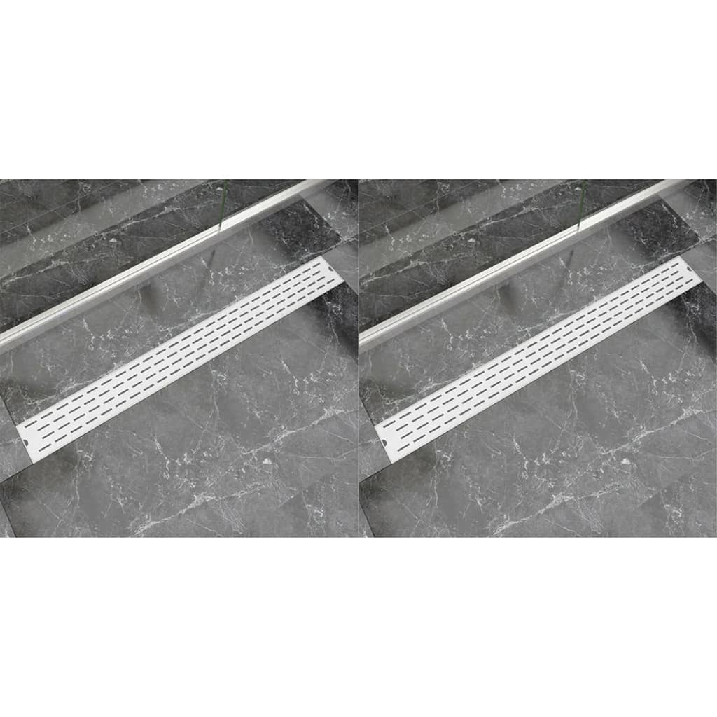 Vidaxl Drense de ducha 2 PC Línea rectangular 1030x140 mm de acero inoxidable