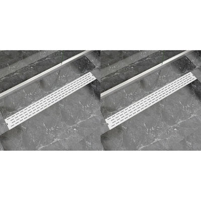 Vidaxl Drense de ducha 2 PC Línea rectangular 1030x140 mm de acero inoxidable