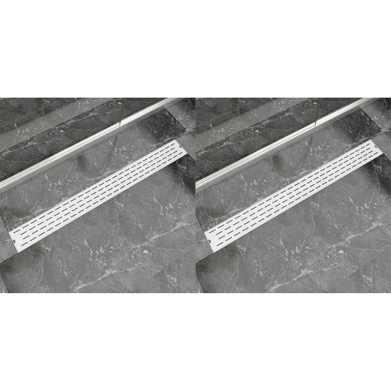 Vidaxl Drense de ducha 2 PC Línea rectangular 1030x140 mm de acero inoxidable