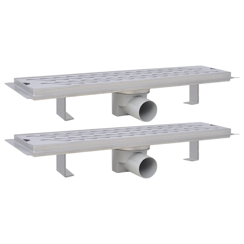 Drenaje de ducha Vidaxl 2 PC Rectangular Wavy 530x140 mm de acero inoxidable