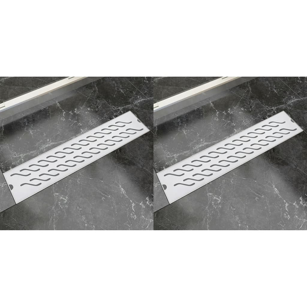 Drenaje de ducha Vidaxl 2 PC Rectangular Wavy 530x140 mm de acero inoxidable