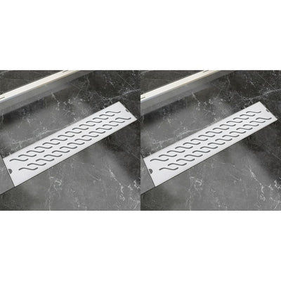 Drenaje de ducha Vidaxl 2 PC Rectangular Wavy 530x140 mm de acero inoxidable