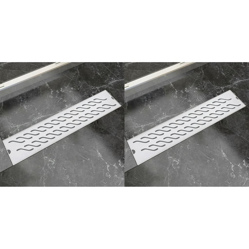 Drenaje de ducha Vidaxl 2 PC Rectangular Wavy 530x140 mm de acero inoxidable