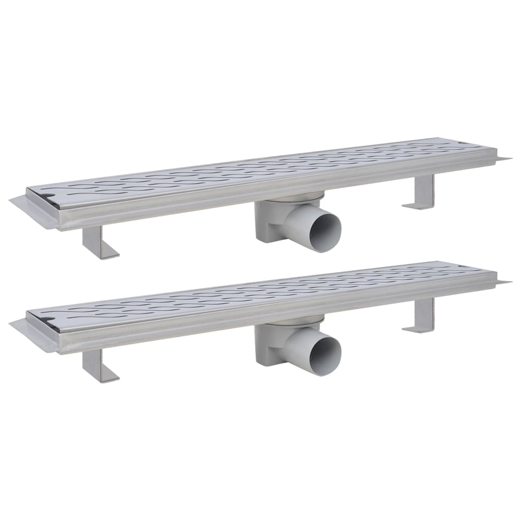 Drenaje de ducha Vidaxl 2 PC Rectangular Wavy 630x140 mm de acero inoxidable