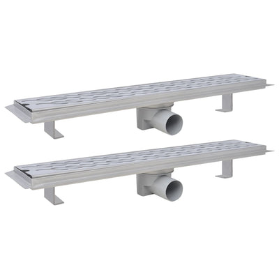 Drenaje de ducha Vidaxl 2 PC Rectangular Wavy 630x140 mm de acero inoxidable