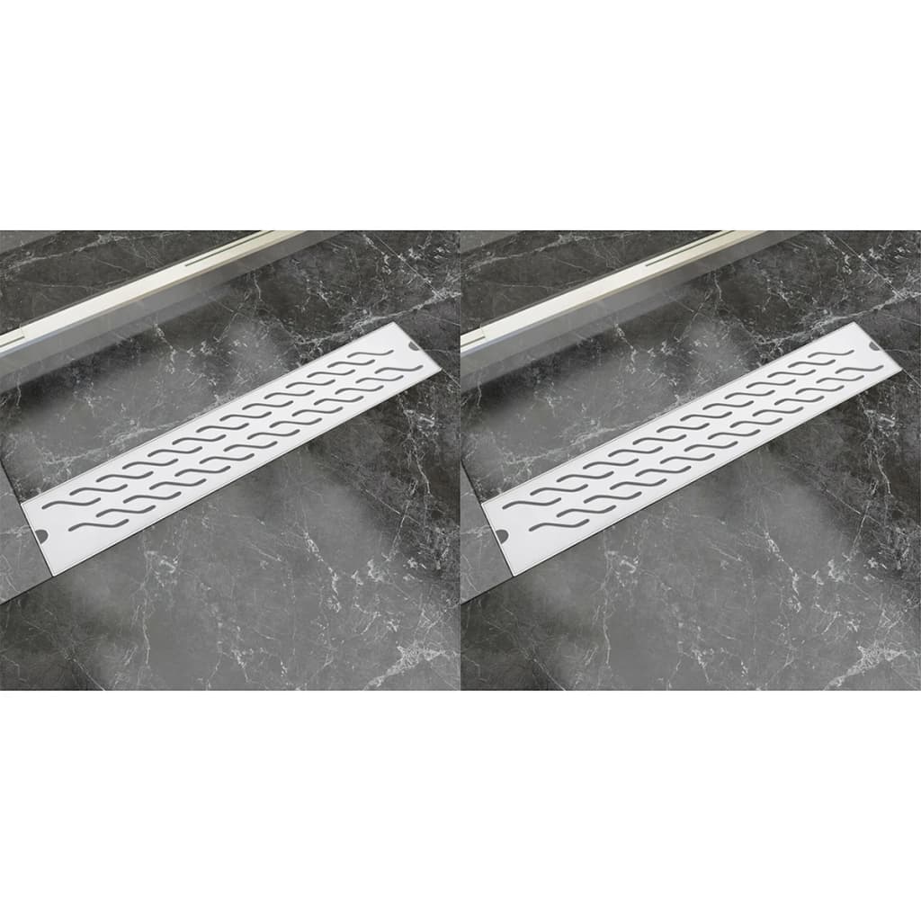 Drenaje de ducha Vidaxl 2 PC Rectangular Wavy 630x140 mm de acero inoxidable
