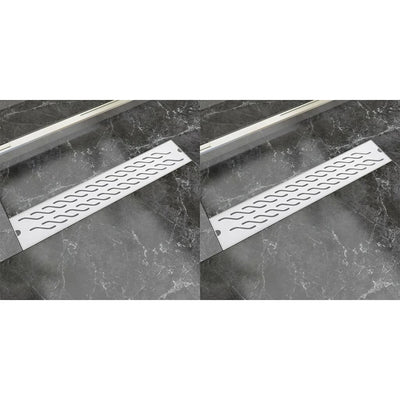 Drenaje de ducha Vidaxl 2 PC Rectangular Wavy 630x140 mm de acero inoxidable