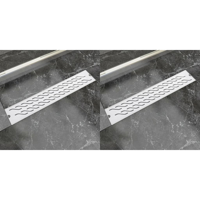 Drenaje de ducha Vidaxl 2 PC Rectangular Wavy 630x140 mm de acero inoxidable