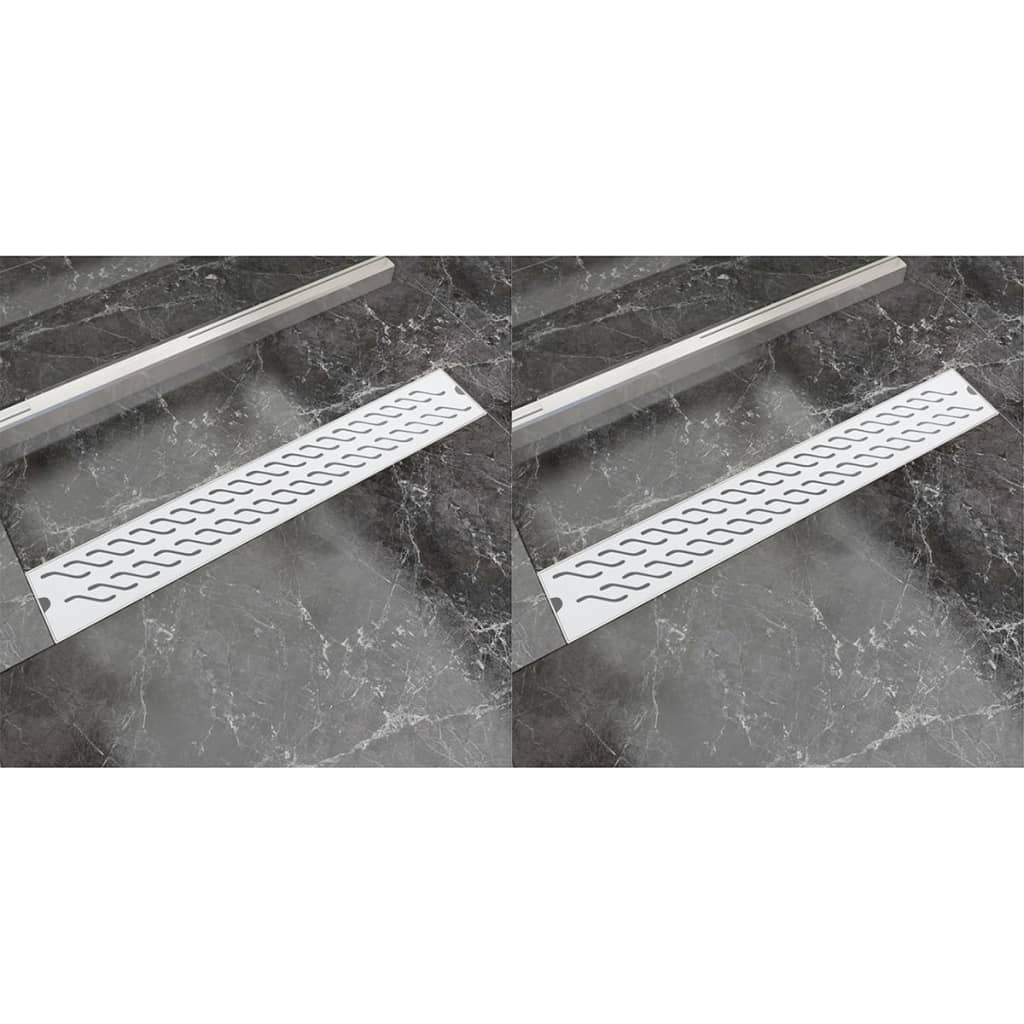 Vidaxl Drense de ducha 2 PC Rectangular Golf 730x140 mm de acero inoxidable