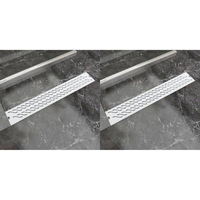 Vidaxl Drense de ducha 2 PC Rectangular Golf 730x140 mm de acero inoxidable