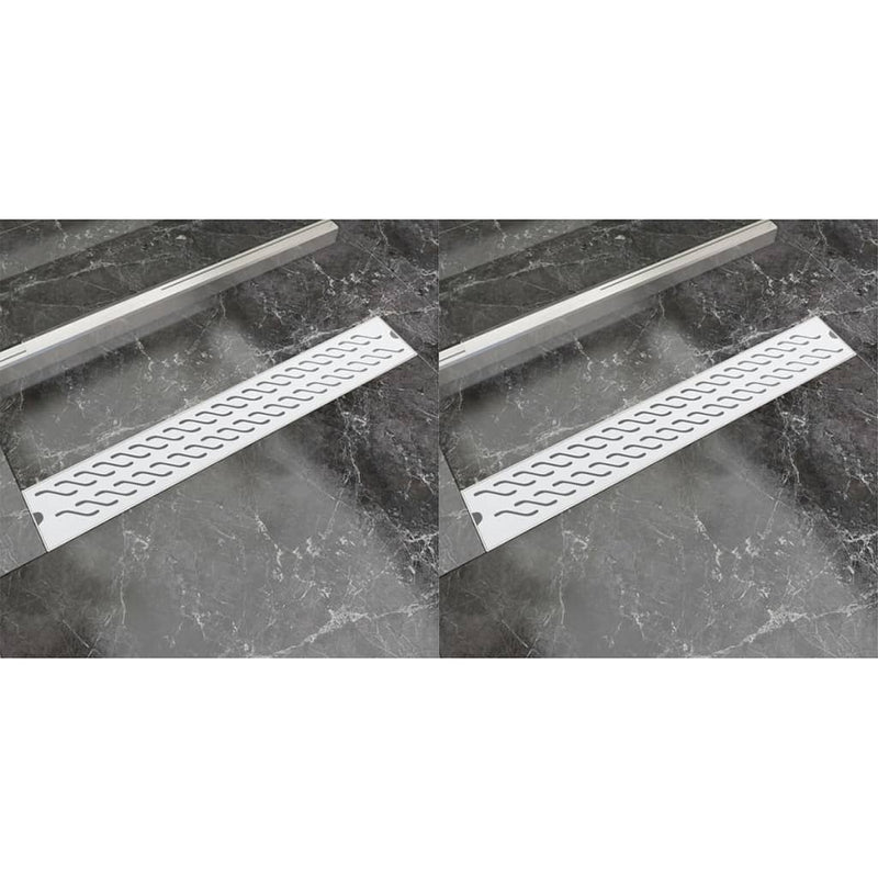 Vidaxl Drense de ducha 2 PC Rectangular Golf 730x140 mm de acero inoxidable