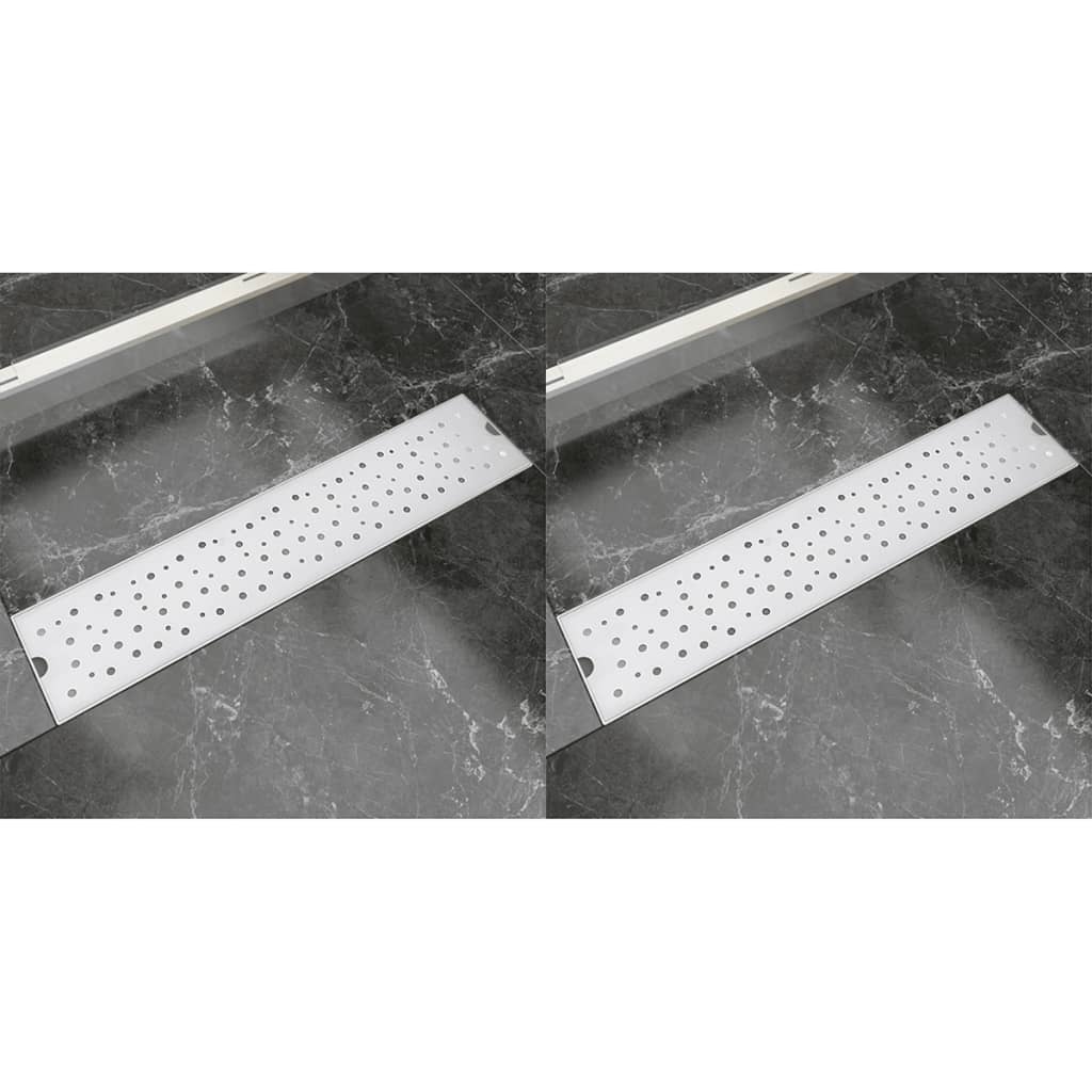 Vidaxl Drense de ducha 2 PC Burbuja rectangular 530x140 mm de acero inoxidable