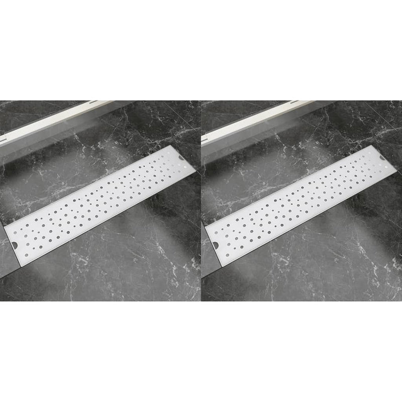 Vidaxl Drense de ducha 2 PC Burbuja rectangular 530x140 mm de acero inoxidable