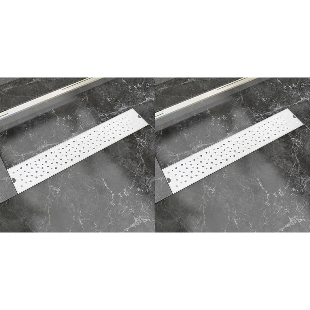 Vidaxl Drense de ducha 2 PC Burbuja rectangular 630x140 mm de acero inoxidable