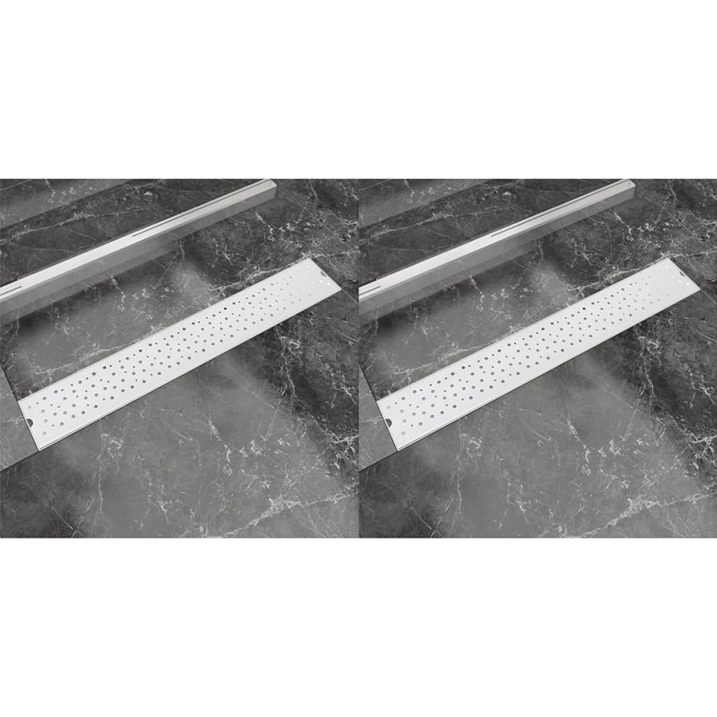 Vidaxl Drense de ducha 2 PC Burbuja rectangular 730x140 mm de acero inoxidable