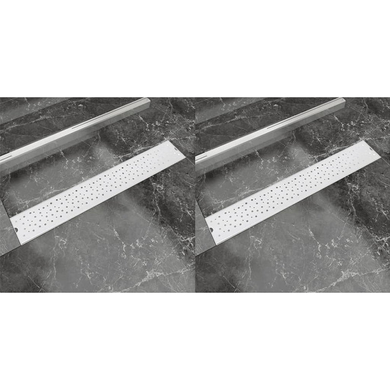 Vidaxl Drense de ducha 2 PC Burbuja rectangular 730x140 mm de acero inoxidable