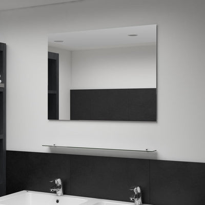 Espejo de pared Vidaxl con vidrio endurecido con estante 80x60 cm