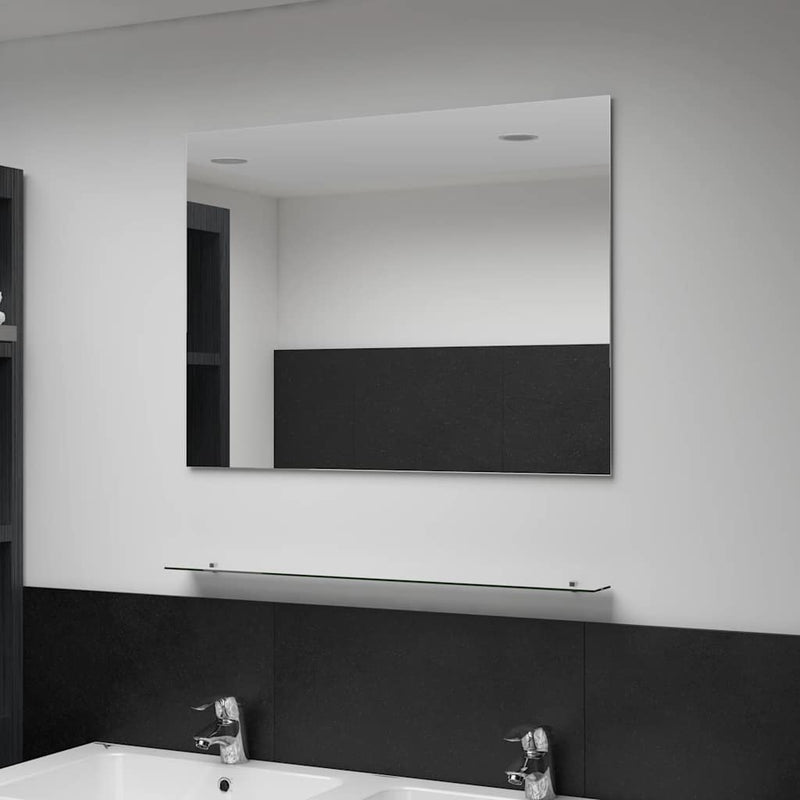 Espejo de pared Vidaxl con vidrio endurecido con estante 80x60 cm