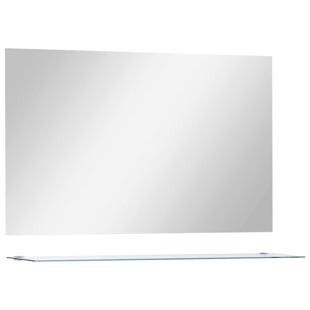 Vidaxl wandspiegel met schap 100x60 cm gehard glas