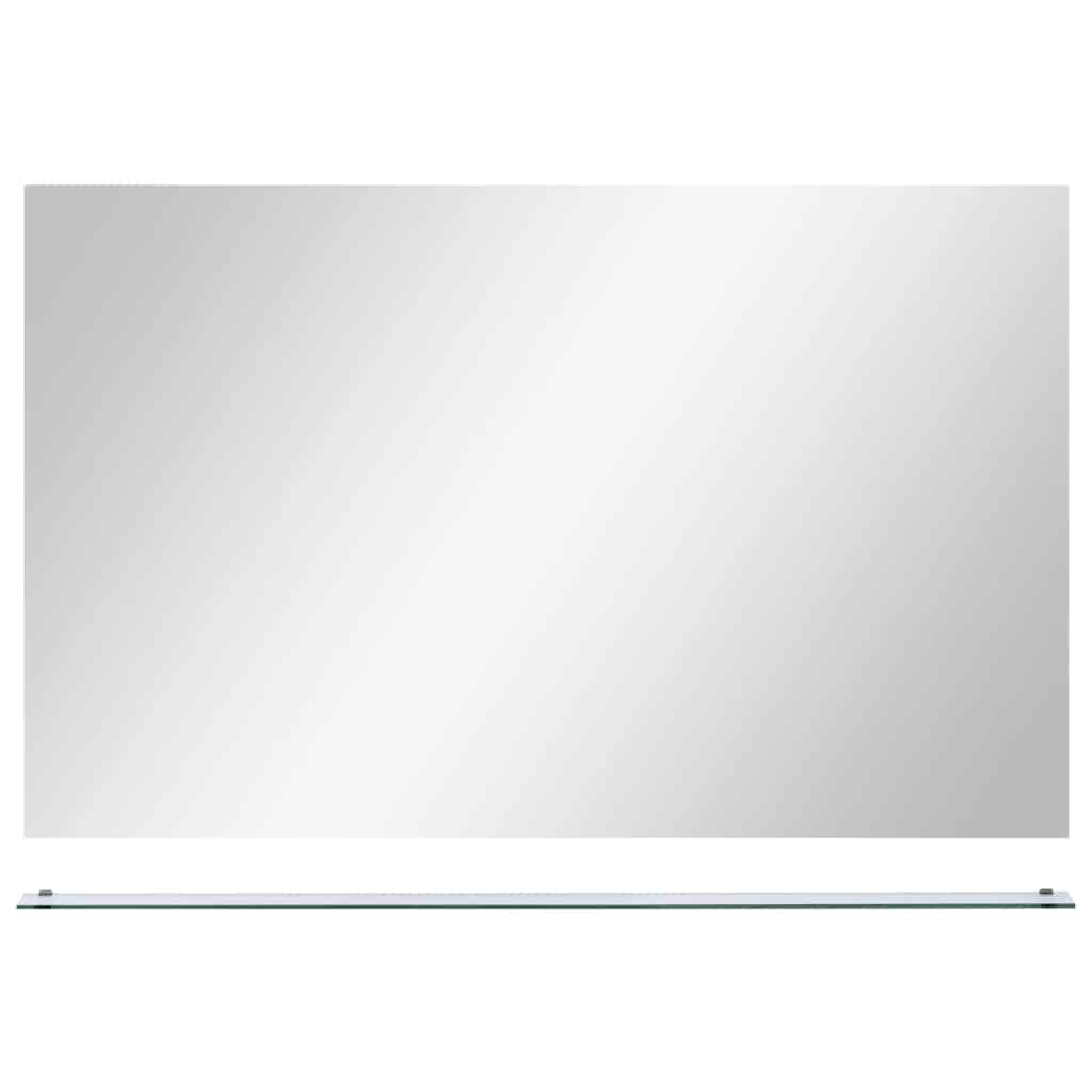 Vidaxl wandspiegel met schap 100x60 cm gehard glas