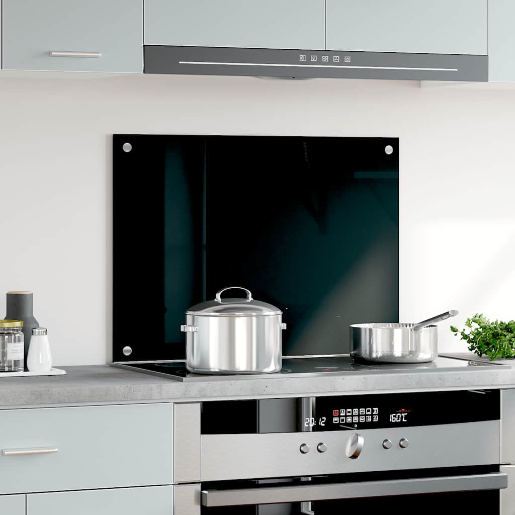 Vidaxl spatscherm keuken 70x50 cm gehard glas zwart
