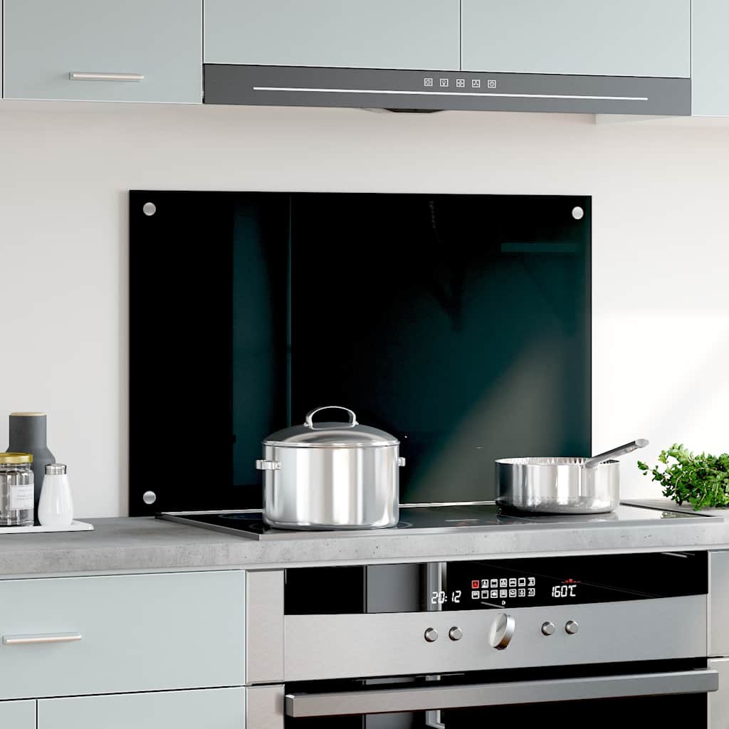 Vidaxl Splash Screen Kitchen 80x50 cm de vidrio endurecido negro