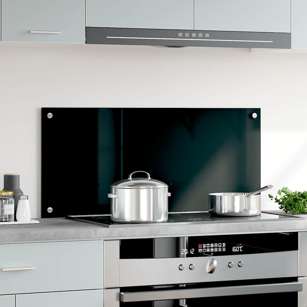 Vidaxl Splash Screen Kitchen 90x40 cm Black indurito