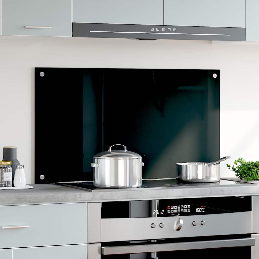 Vidaxl Splash Screen Kitchen 90x50 cm de vidrio endurecido negro