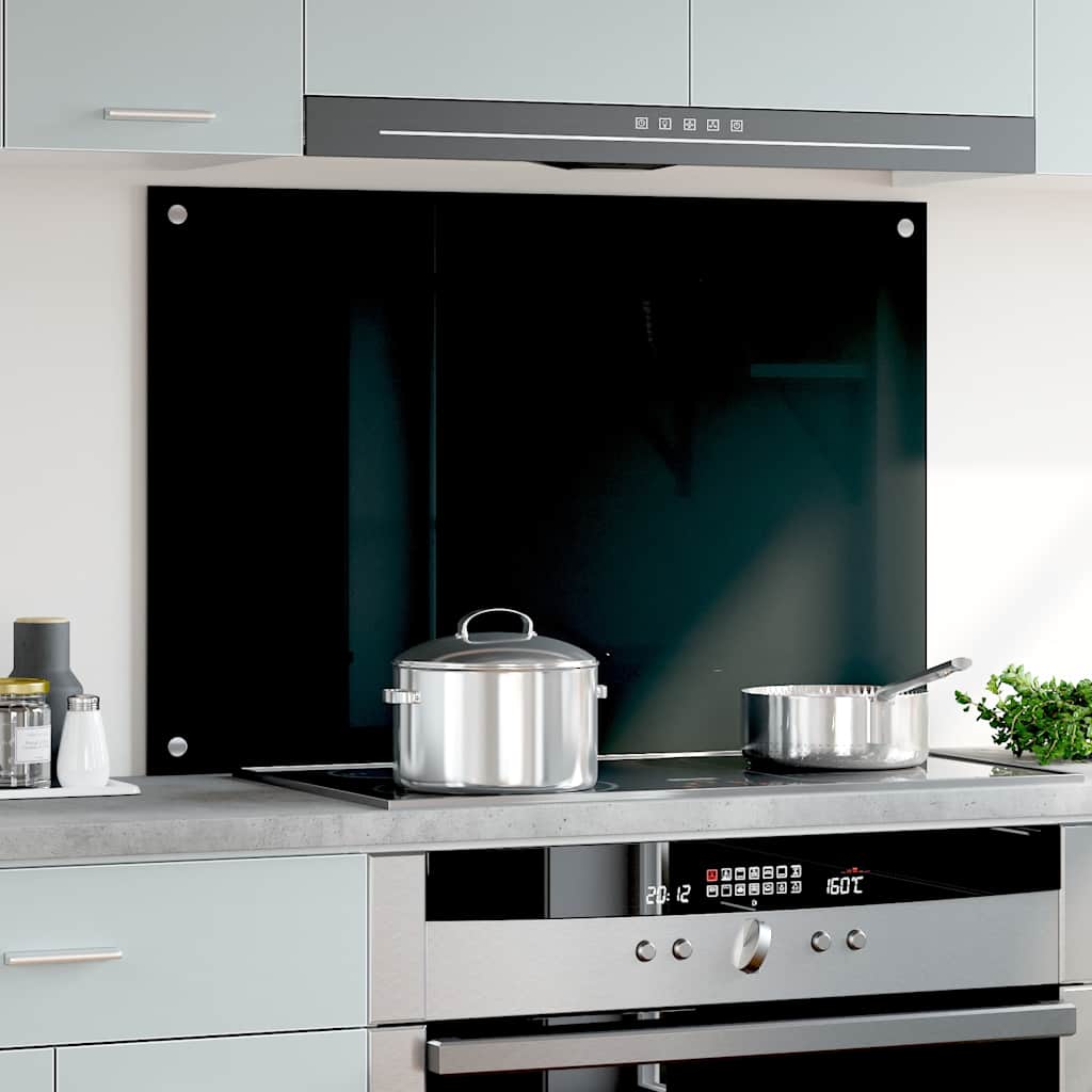 Vidaxl spatscherm keuken 90x60 cm gehard glas zwart