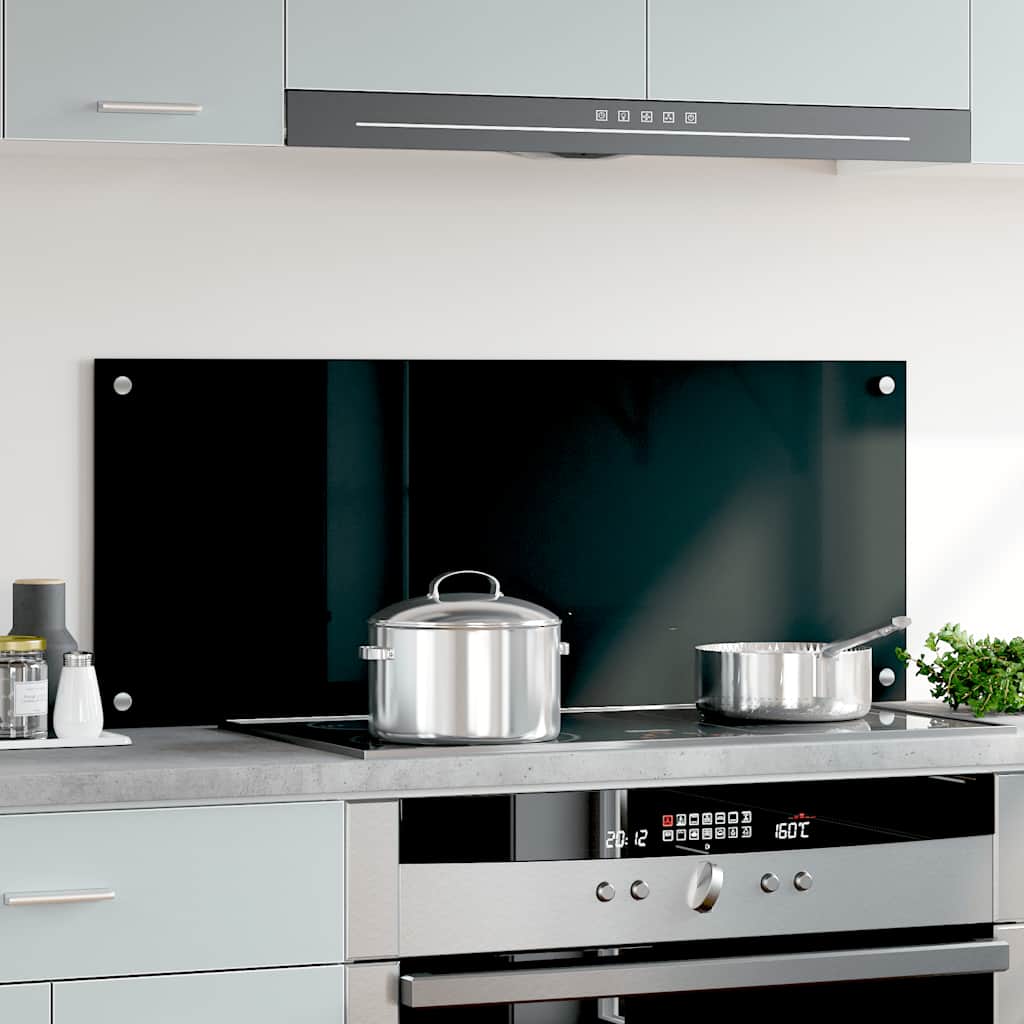 Vidaxl Splash Screen Kitchen cucina 100x40 cm Termina vetro nero