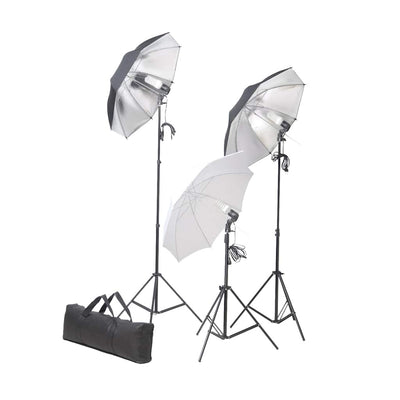 Vidaxl Studio Lighting Set 24 vatios que incluyen soportes y paraguas