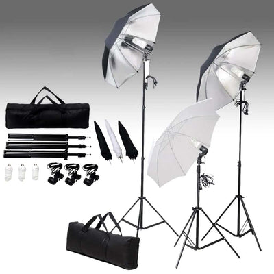 Vidaxl Studio Lighting Set 24 vatios que incluyen soportes y paraguas