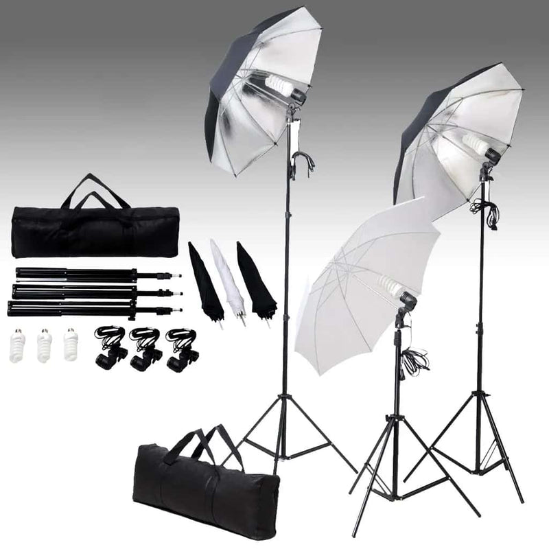 Vidaxl Studio Lighting Set 24 vatios que incluyen soportes y paraguas