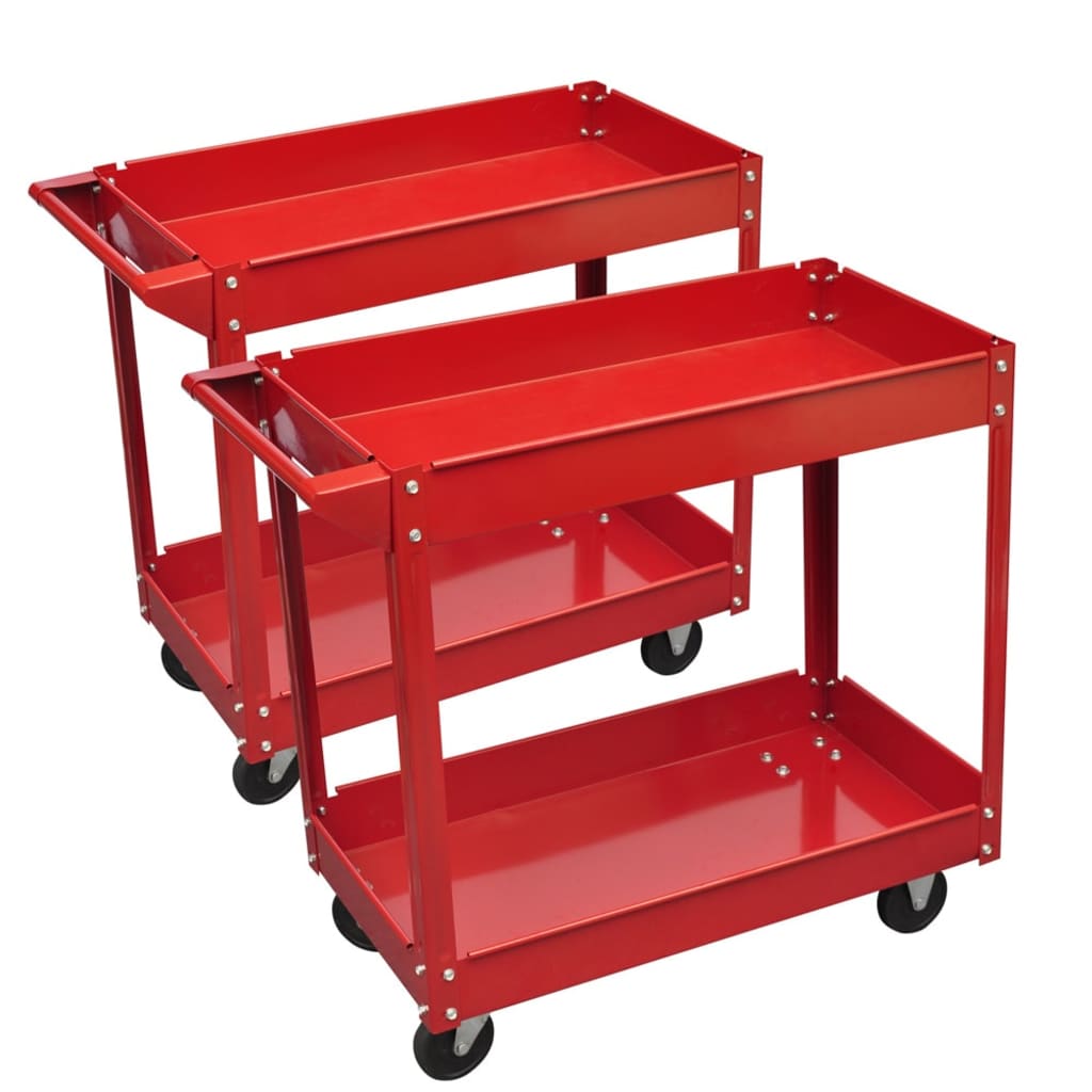 Vidaxl 2 St Tool Trolley con 2 ripiani 100 kg