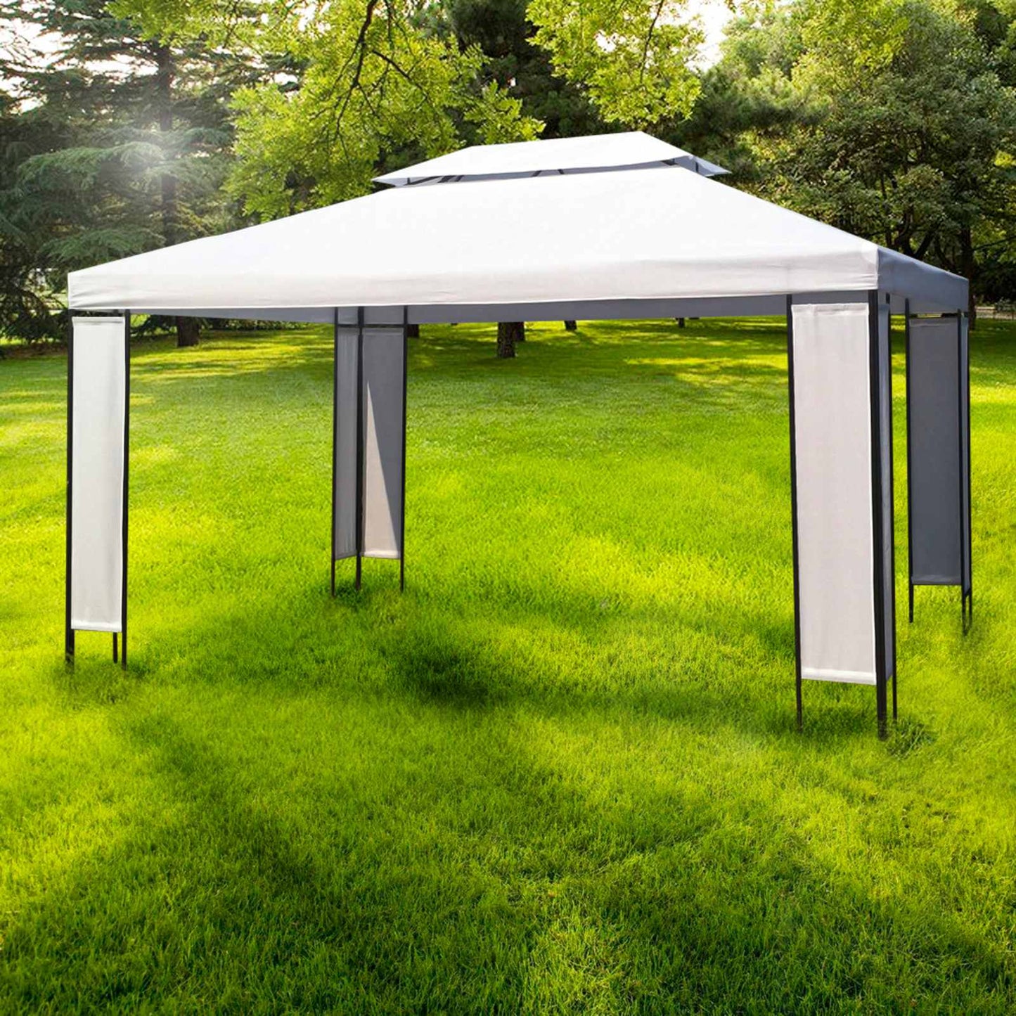 Vidaxl camas con dosel blanco 3 x 4 x 2,73 m tela