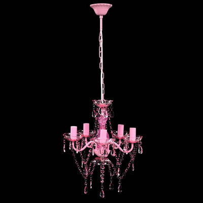 Vidaxl Crystals Light con 5 bombillas Rosa
