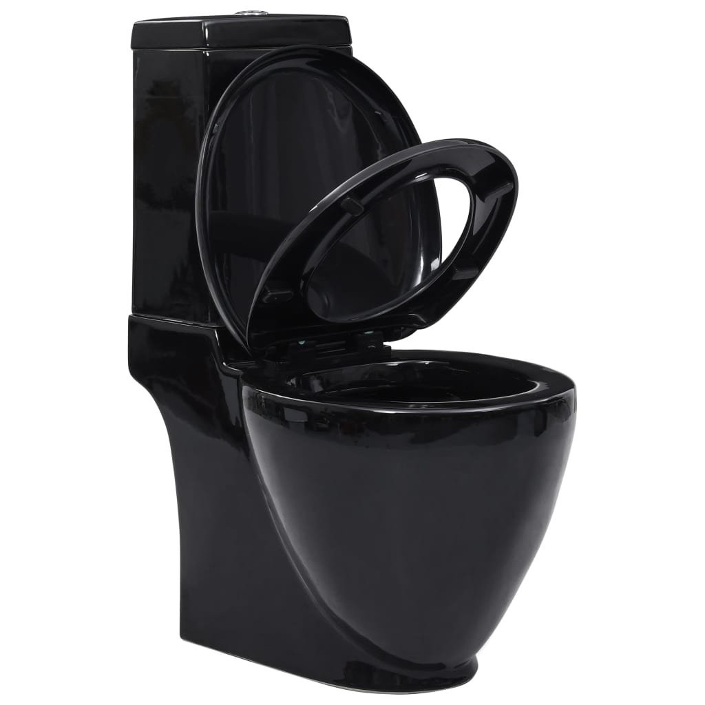 Toilette Vidaxl con scarico dietro il nero ceramico