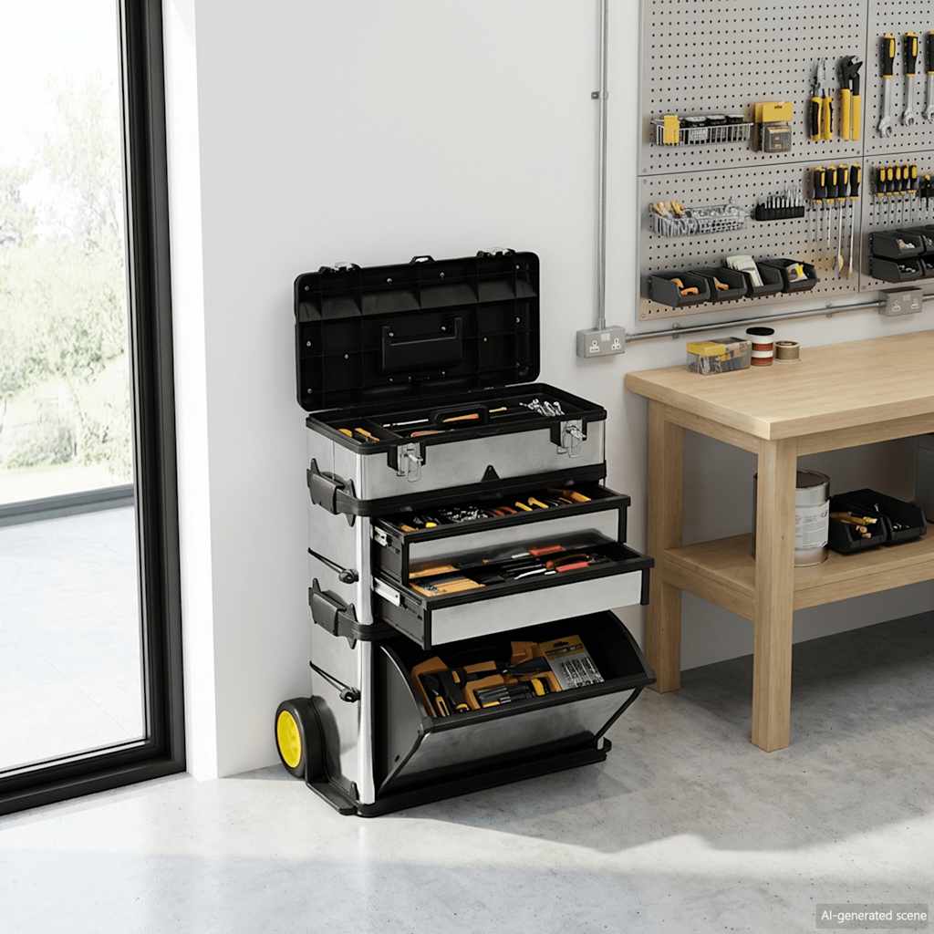 Vidaxl Tool Trolley Mobile 3 pezzi