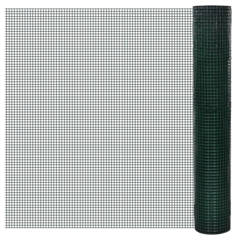 Vidaxl kippengaas 10x1 m gegalvaniseerd staal met pvc-coating groen