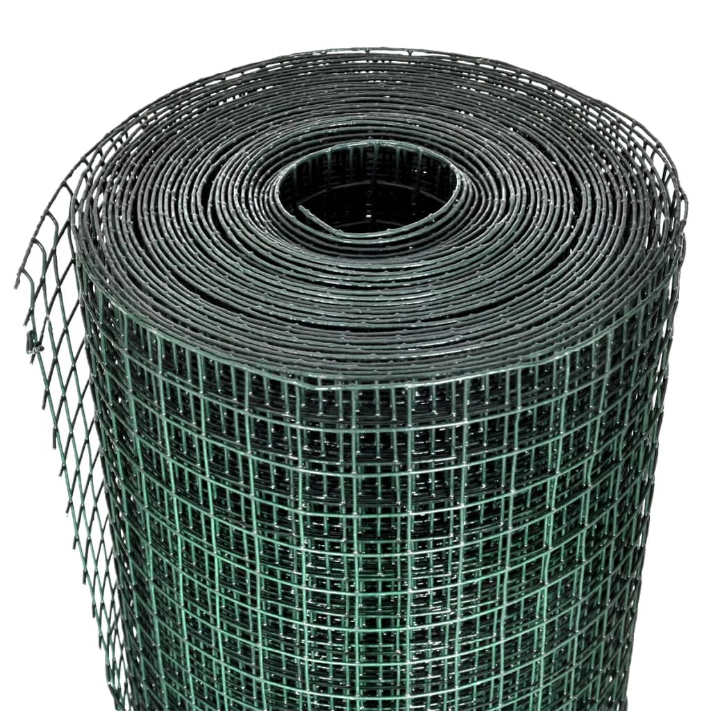 Alambre de pollo Vidaxl 10x1 M de acero galvanizado con recubrimiento de PVC verde