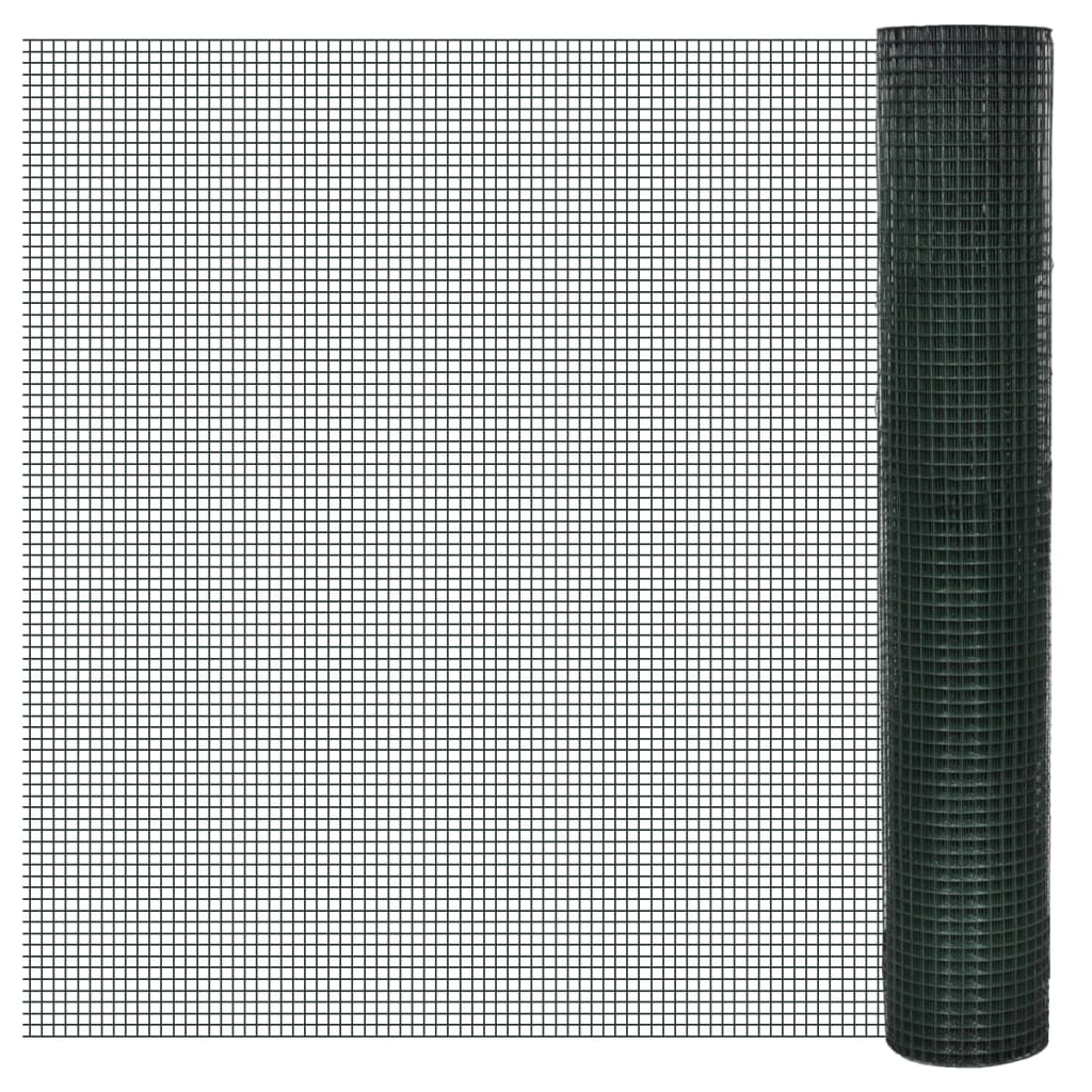 Vidaxl kippengaas 25x1 m gegalvaniseerd staal met pvc-coating groen