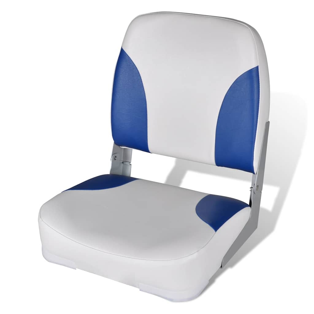 Silla de barco Vidaxl con cojín azul y blanco plegable 41x36x48 cm