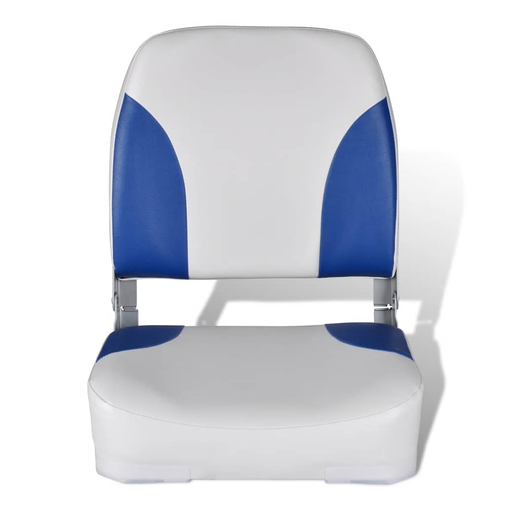 Silla de barco Vidaxl con cojín azul y blanco plegable 41x36x48 cm
