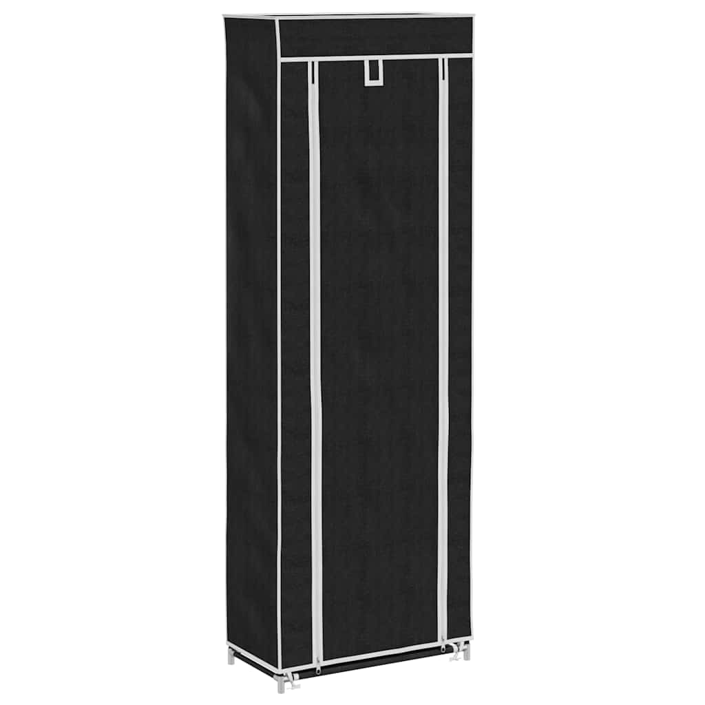 Armadietto di scarpe Vidaxl con copertura 57x29x162 tessuto nero